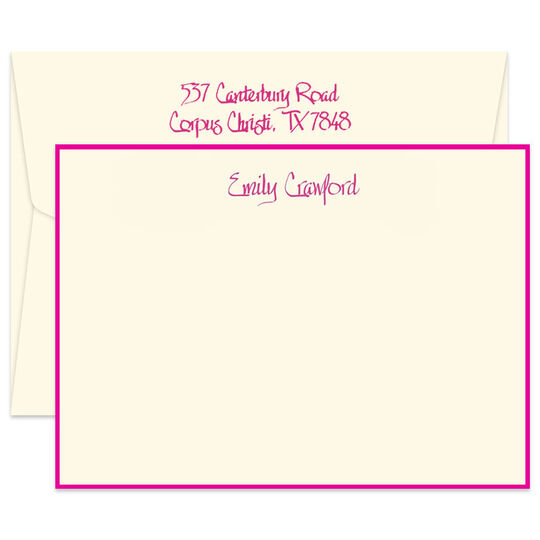 Triple Thick Border Flat Note Cards with Your Color Choice - Raised Ink